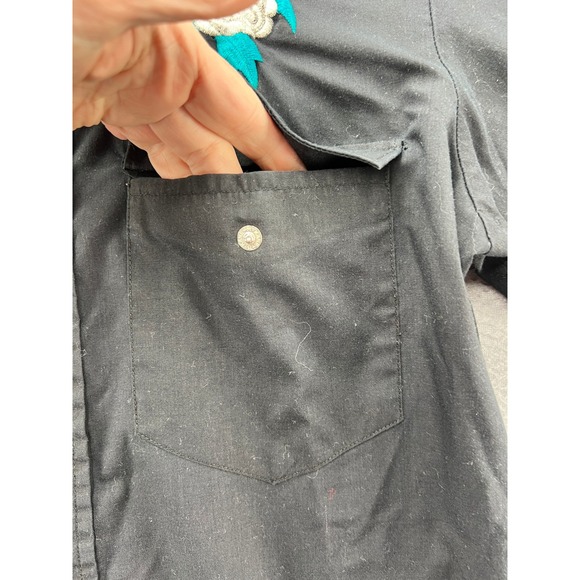 Chute #1 Shirt Mens Black L Western Pearl Snap Shirt Embroidered Rose Floral - Picture 2 of 11